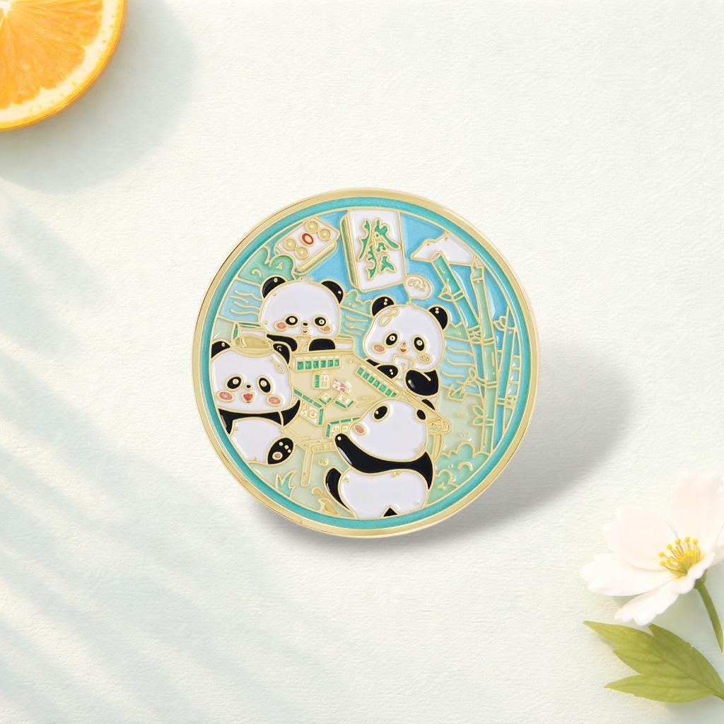 Cartoon Panda Enamel Pin Drinking Herbal Tea and Eating Bamboo Brooch Lapel Badge Cute Animal Jewelry Gift for Friends