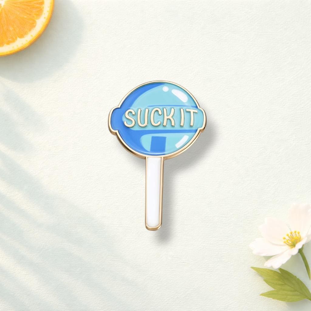 Funny Lollipop Suck It Enamel Pin Humorous Sass Lover Brooch Lapel Badge Cartoon Candy Jewelry Gift