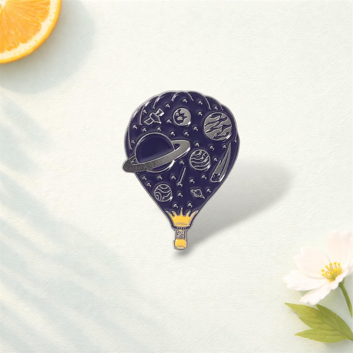Cute Space Astronaut Enamel Pin – Starry Sky Hot Air Balloon Brooch – Lapel Badge Fashion Jewelry Gift for Space Fans