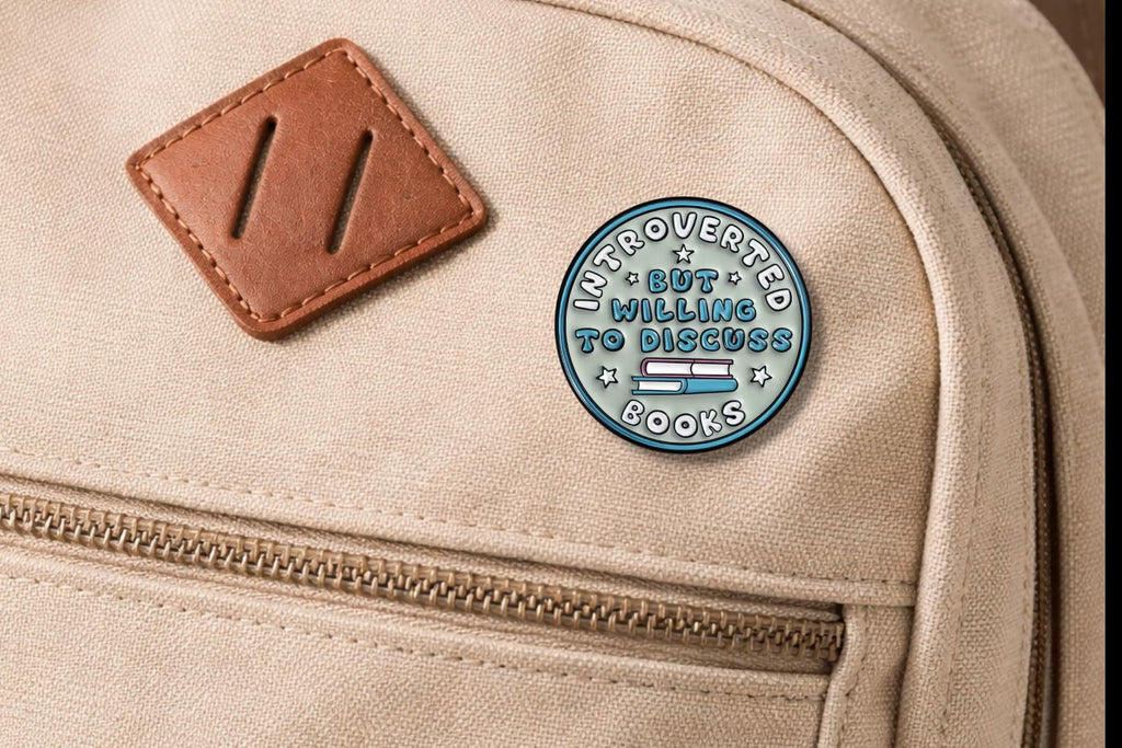 Caution Introvert Sign Enamel Pin Introverted But Happy To Talk About Books Brooch Funny Book Lover Lapel Badge Jewelry Gift