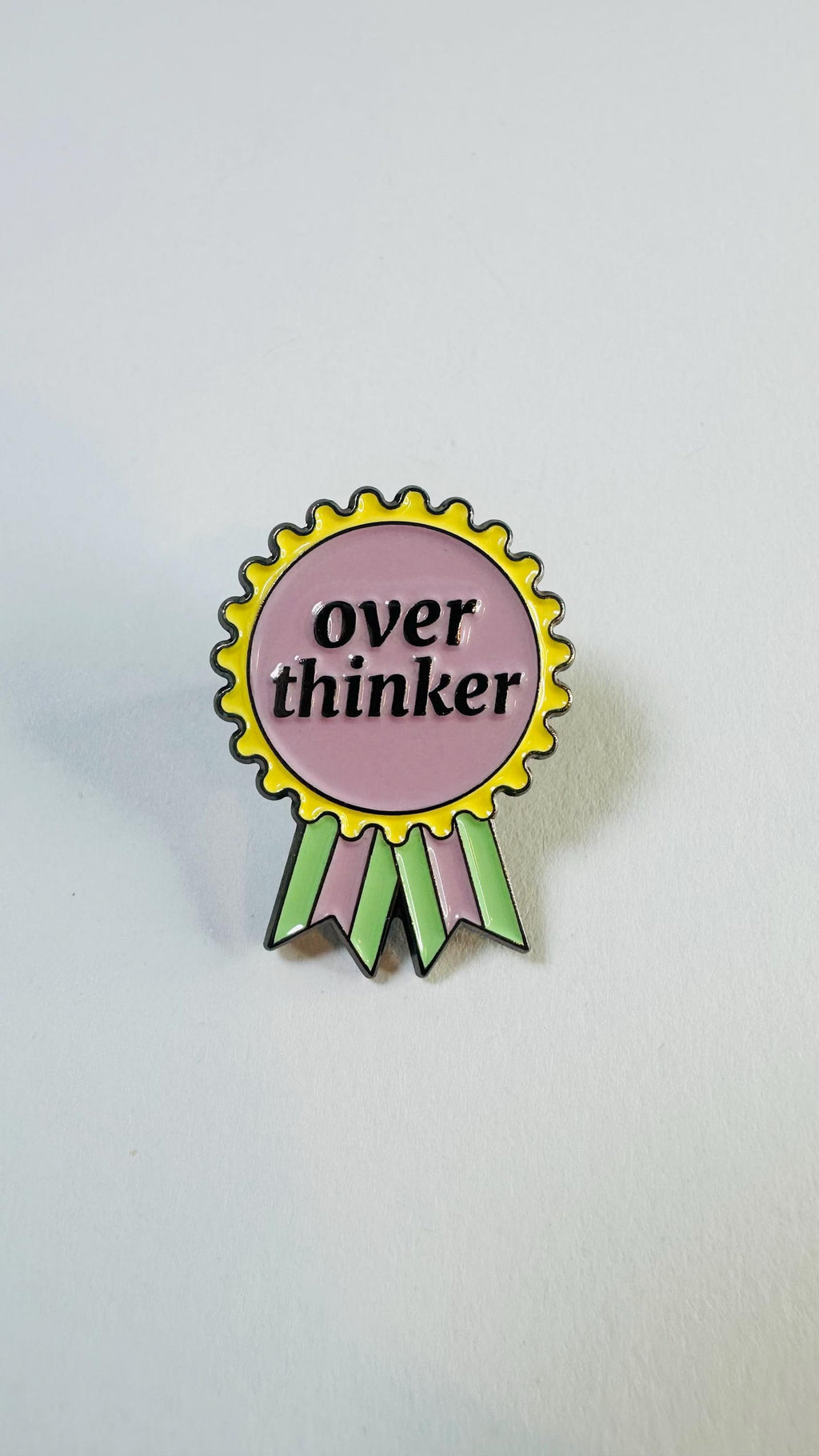 Brain Brooch Pink Tombstone Memorial Love Over Thinker Enamel Pin Funny Mental Health Lapel Badge Backpack Jewelry Gift