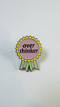 Brain Brooch Pink Tombstone Memorial Love Over Thinker Enamel Pin Funny Mental Health Lapel Badge Backpack Jewelry Gift