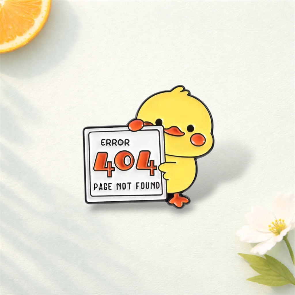 Meowtivation Not Found Enamel Pins Animal 404 Error Cute Cartoon Cat Duck Rabbit Brooch Wholesale