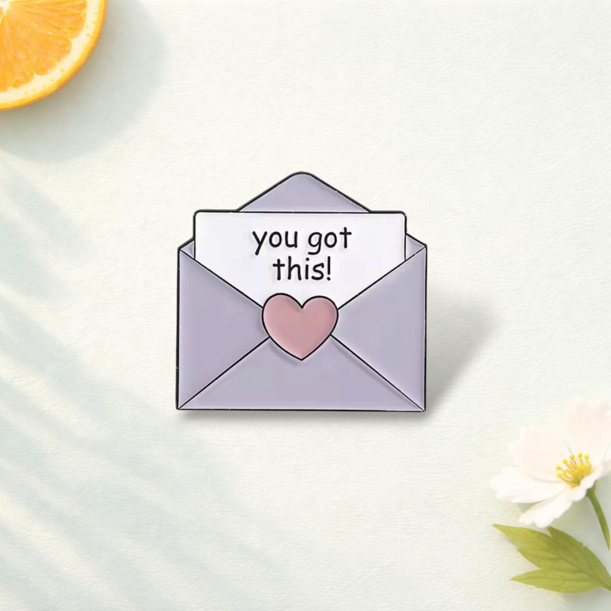 Love Yourself Enamel Pin Encouragement Quote Brooch Envelope Design Lapel Badge Jewelry Gift for Friends