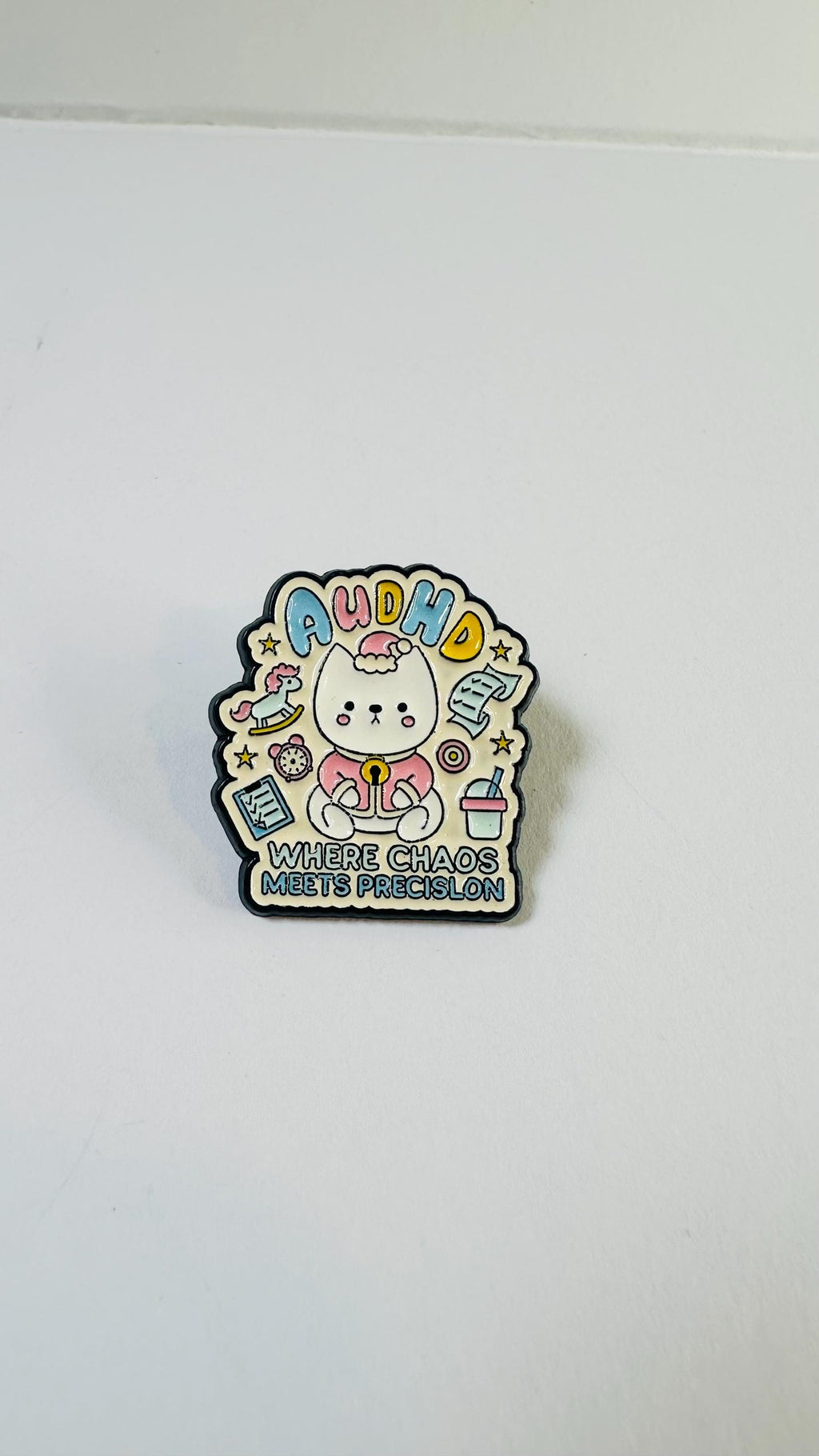 Neurodiversity Mixed Feelings Enamel Pin – Cute ADHD Cat Brooch – Mental Health Emotion Lapel Badge – Kawaii Support Jewelry Gift