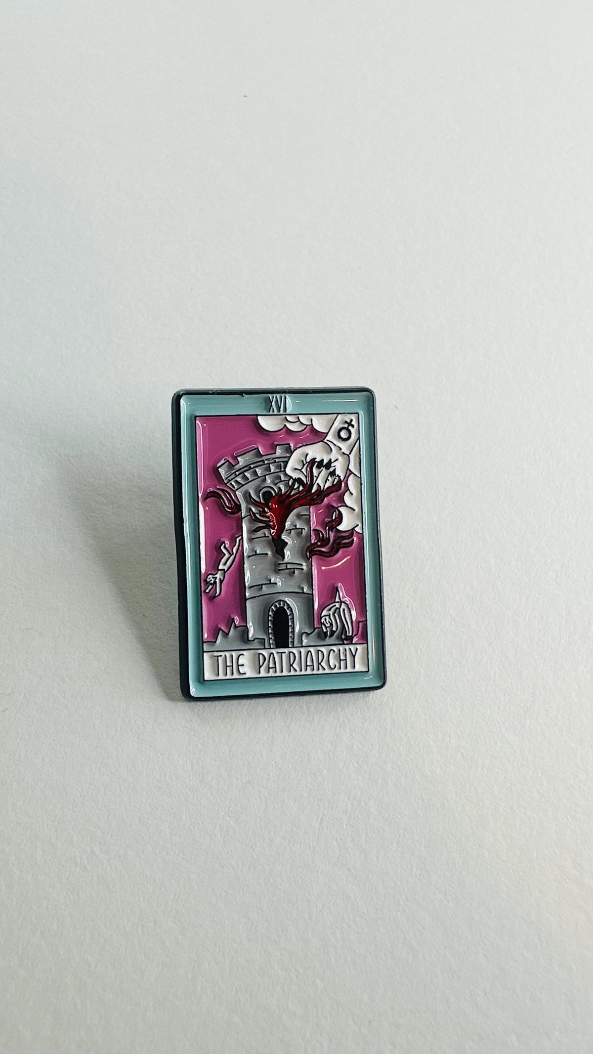 The Patriarchy Tarot Card Enamel Pin Feminist Gift Women Empowerment Brooch Witchy Tarot Badge Feminism Lapel Pin Bookish Accessory
