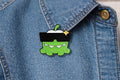 Cute Green Monster Enamel Pin – Funny Crying Sunglasses Cartoon Brooch – Kawaii Sad Face Lapel Badge – Quirky Monster Jewelry Gift