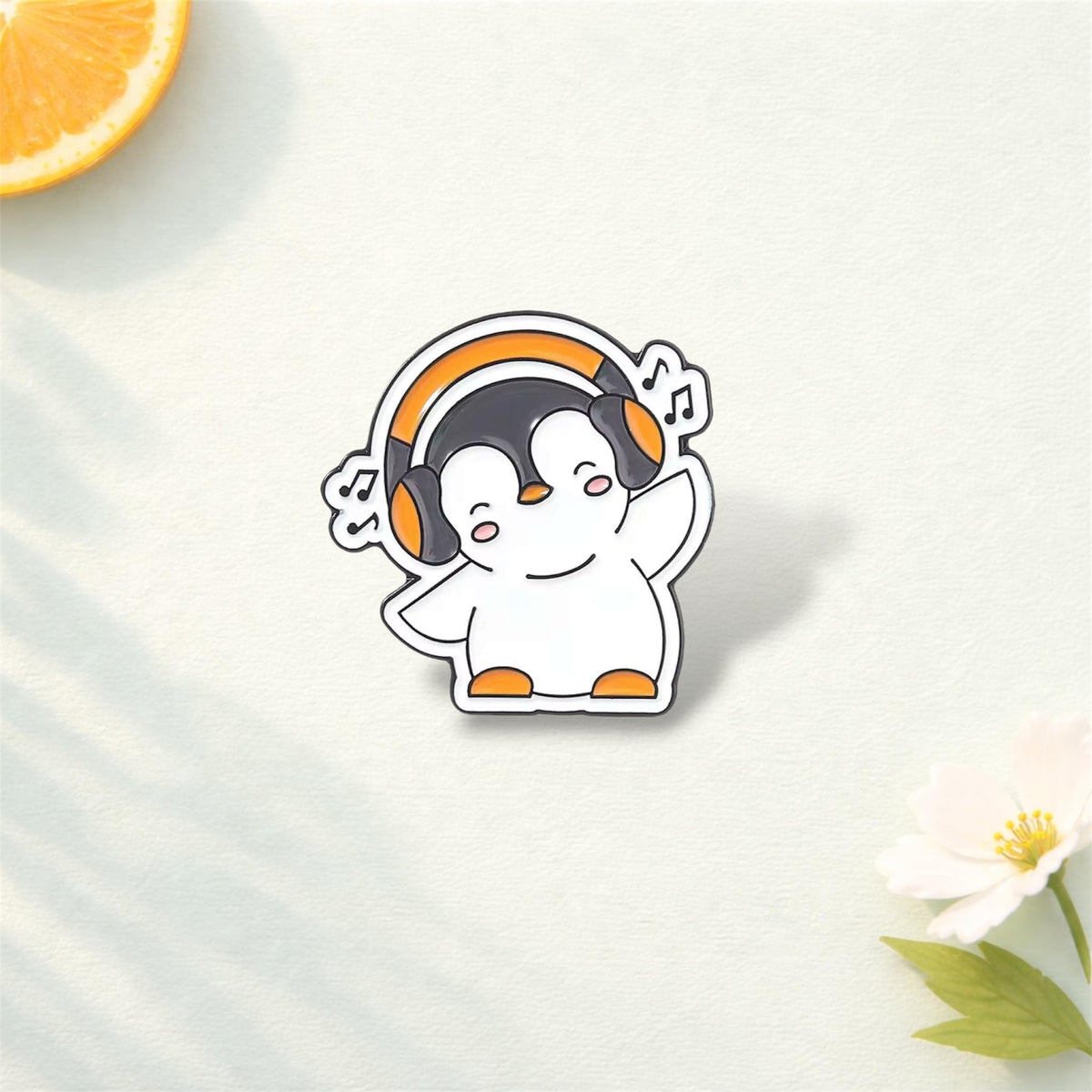 Cute Music Penguin Cat Enamel Pin – Funny Animal with Headphones & Boombox Brooch – Lapel Badge Fashion Jewelry Gift for Music Fans