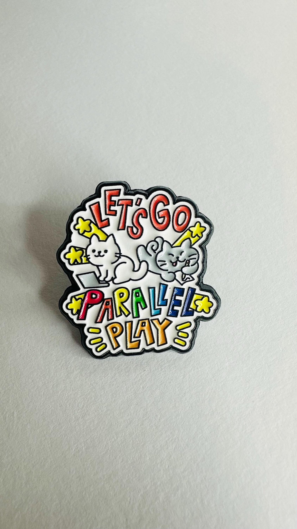 Parallel Play Enamel Pin Cat Badge Neurodiversity Awareness Funny Introvert Gift Autism Inspired Brooch Lapel Pin Jewelry