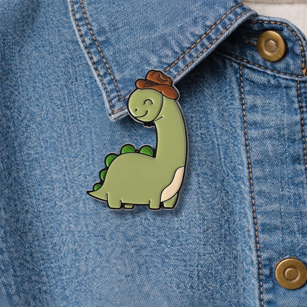 Happy Green Dinosaur Enamel Pin Cute Cartoon Animal Brooch Lapel Badge Jewelry Gift