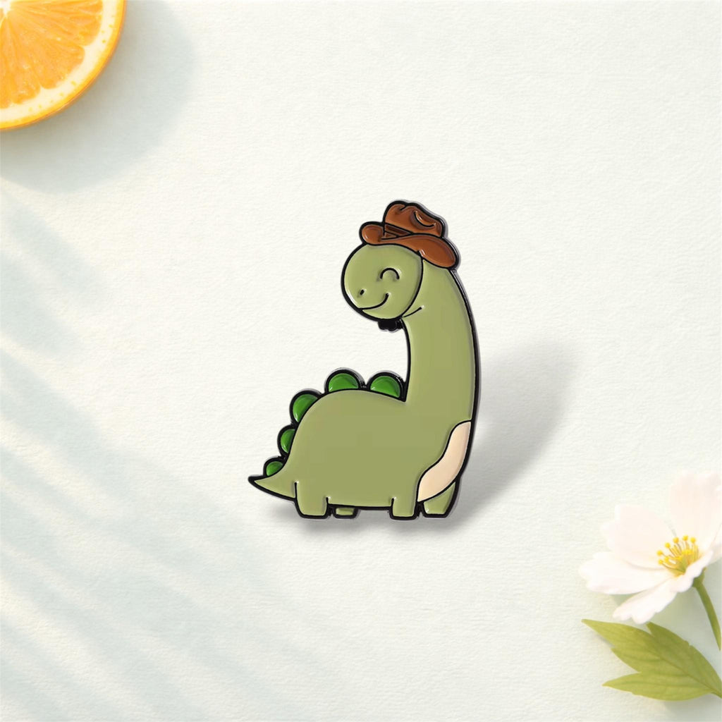 Happy Green Dinosaur Enamel Pin Cute Cartoon Animal Brooch Lapel Badge Jewelry Gift