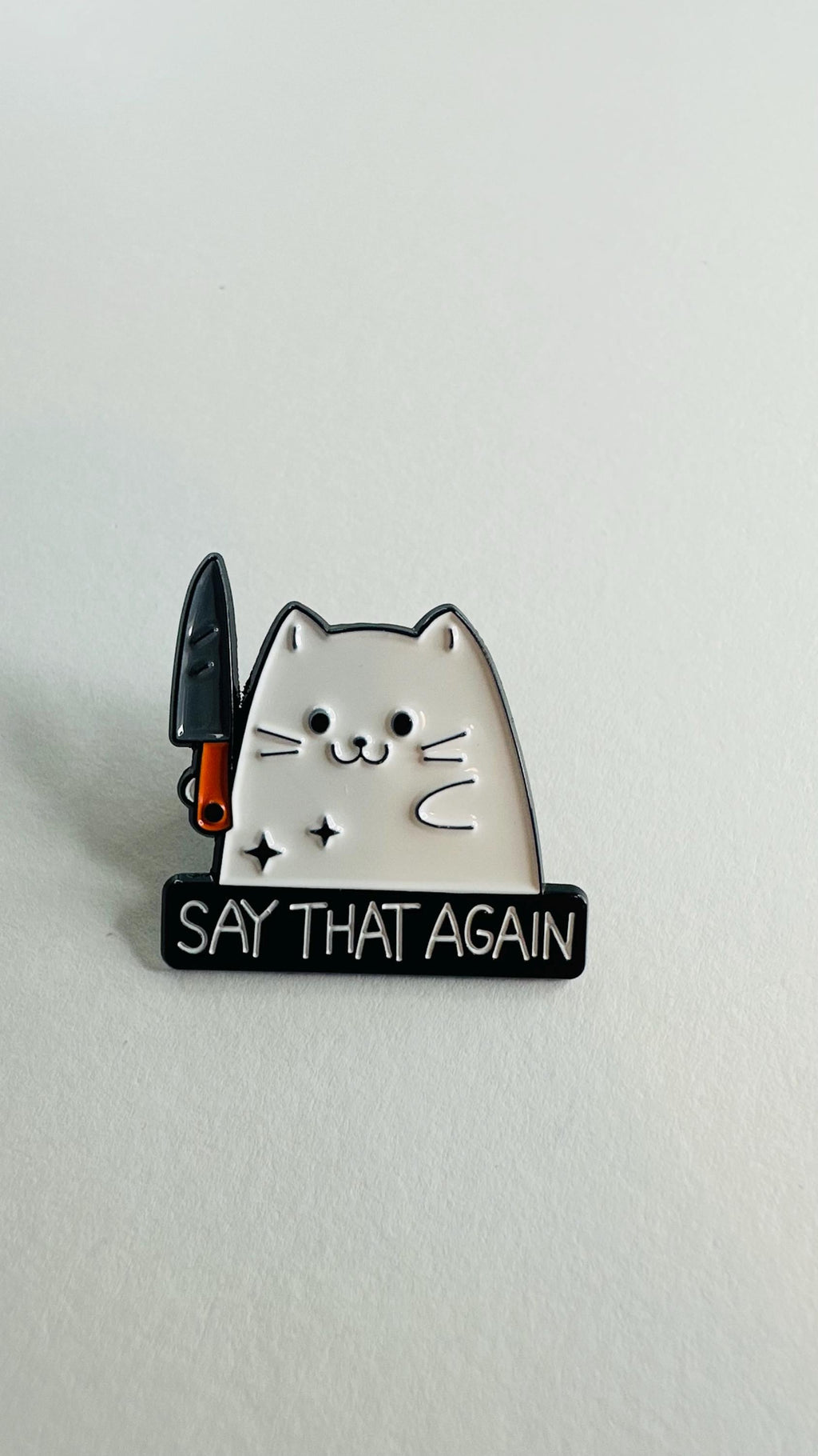 Cartoon Knife Cat Enamel Pin Funny Cat Brooch Animal Badge Kawaii Pet Lover Gift Lapel Pin Cute Jewelry Backpack Accessory