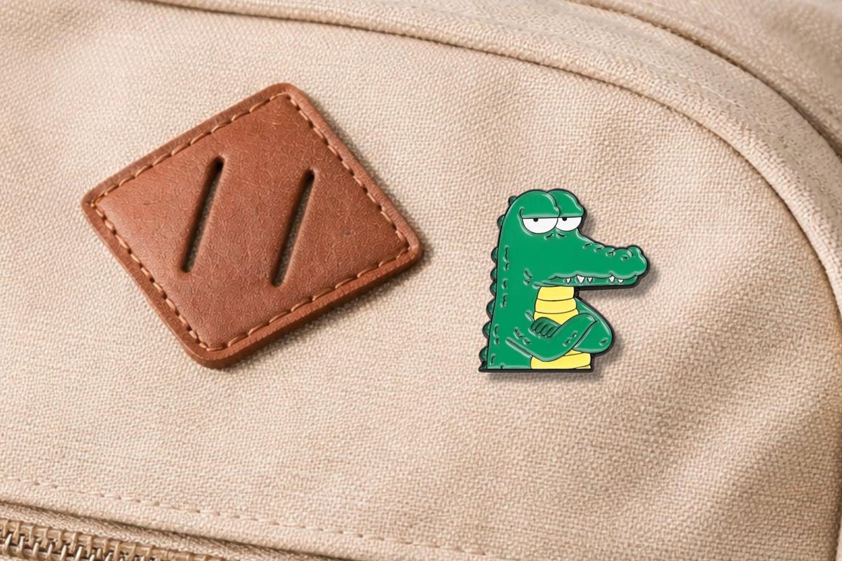 Arrogant Impatient Animal Enamel Pin – Funny Frowning Crocodile & Gull Brooch – Meme Expression Lapel Badge – Quirky Animal Jewelry Gift