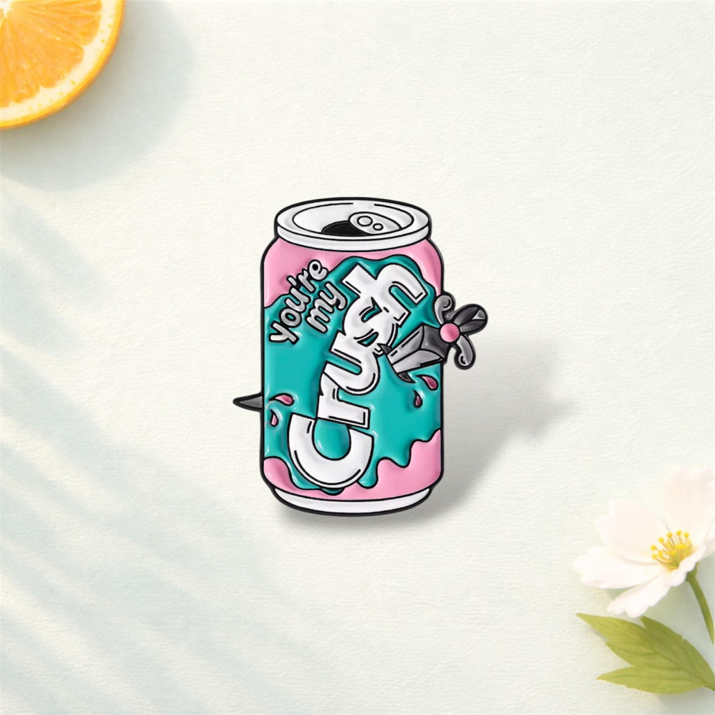 Cartoon Juice Drink Enamel Pin You Are My Crush Halloween Ghost Orange Soda Brooch Lapel Badge Jewelry Gift