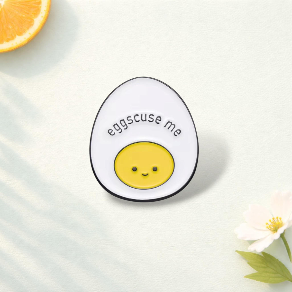 Funny Eggs Enamel Pin – “Cuse Me” Cute Cartoon Egg Brooch – Kawaii Food Lover Lapel Badge Backpack Pin Pun Gift