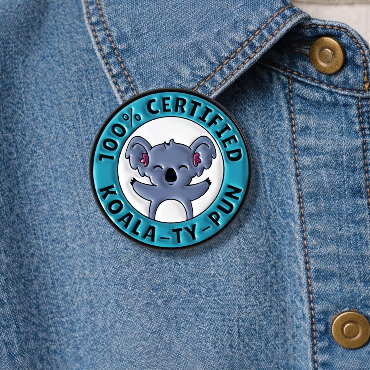 One Hundred Percent Certified Koala ty Pun Enamel Pins Cute Animal Koala Tea Brooch Lapel Badge Jewelry Gift