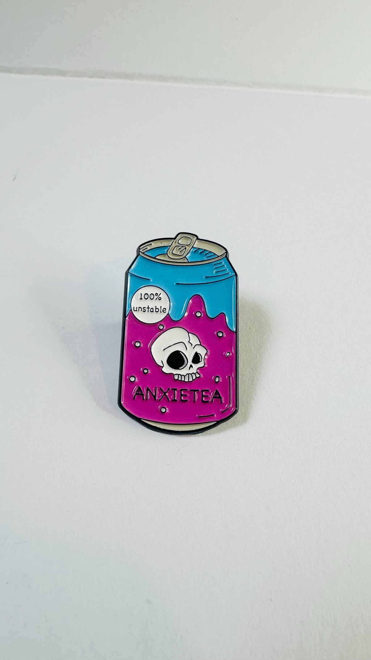 Cartoon Can Anxiety Tea Enamel Pin Anxiety Pun Badge Skull Gift Clothing Accessories Gift
