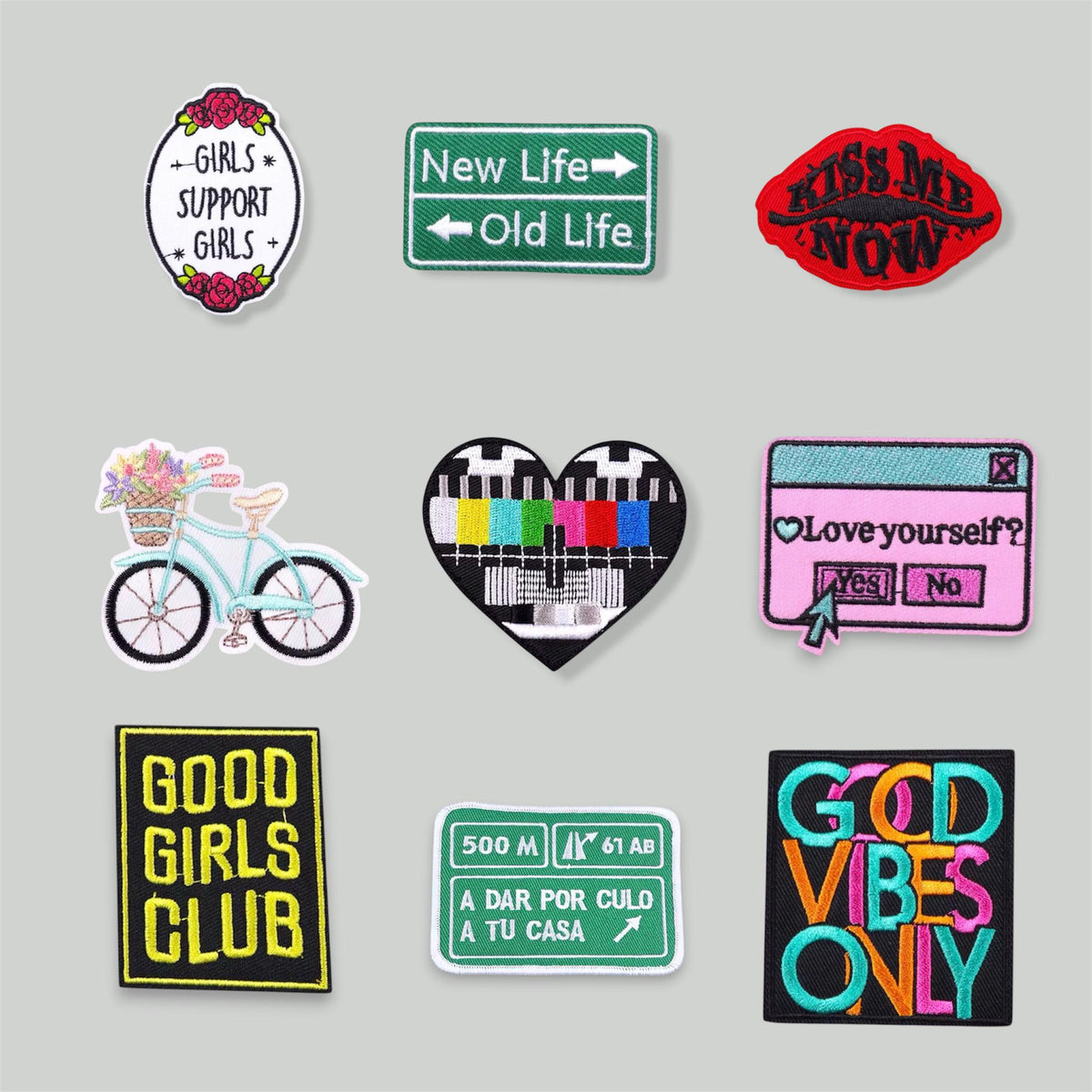 Heart Letter Flower Embroidered Patch – Custom Iron-On Applique Logo Badge – Cute Floral Personality Clothing Patch for Jackets & Bags