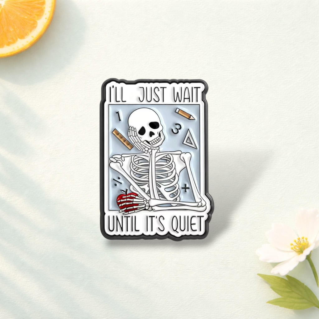 Punk Skeleton Learning Enamel Pin Quiet Moment Skull Gesture Brooch Funny Cartoon Skull Badge Gothic Lapel Pin Jewelry Gift