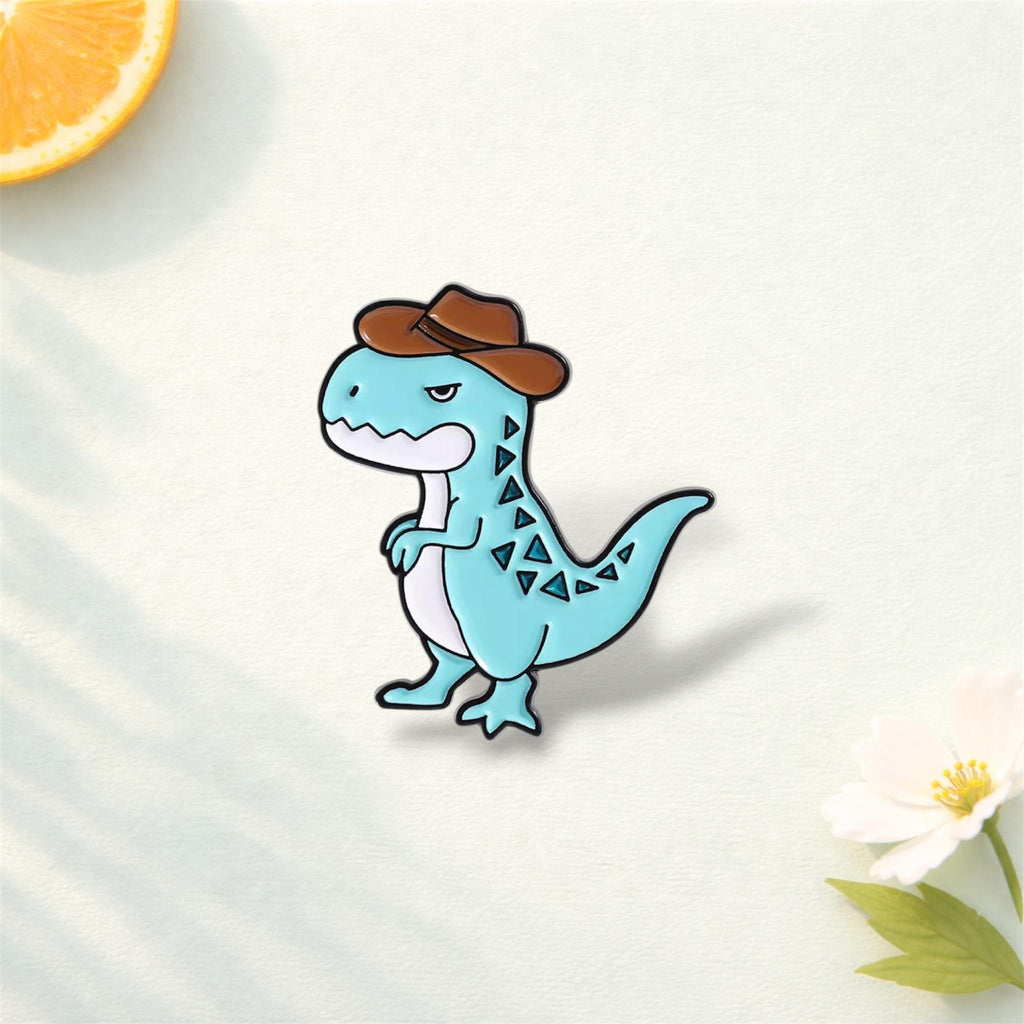 Happy Green Dinosaur Enamel Pin Cute Cartoon Animal Brooch Lapel Badge Jewelry Gift