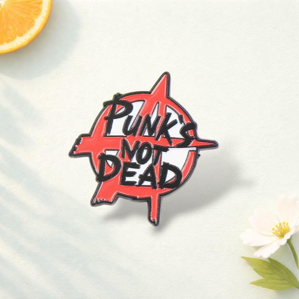 Cartoon Letters PUNK'S NOT DEAD Rose Gold Plated Enamel Metal Funny Lapel Pin Brooch Badge Party Unisex Jewelry Gift