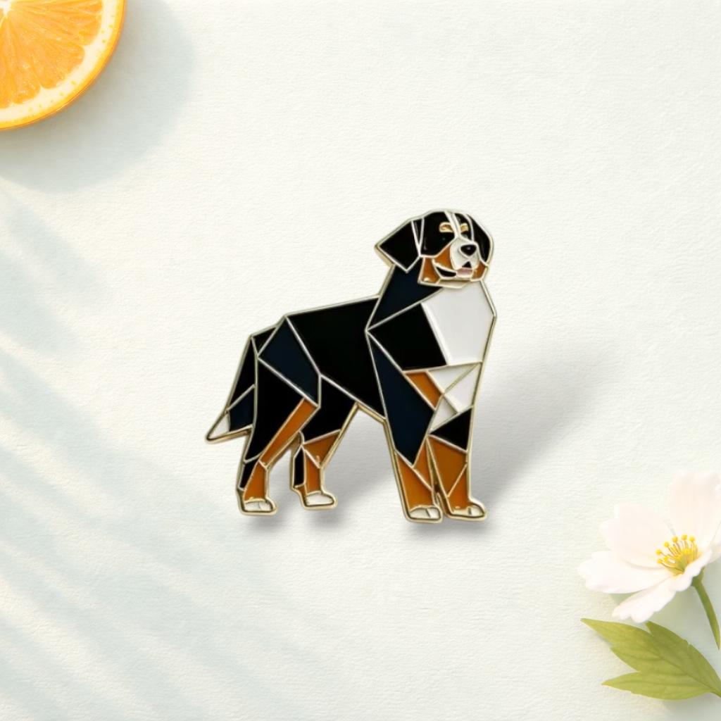 Cute Geometric Dog Enamel Brooch Zinc Alloy Animal Lapel Pin Decorative Badge for Clothing Bag Accessory Gift for Dog Lovers