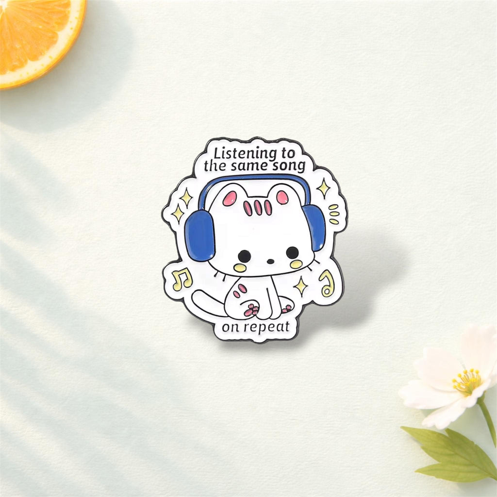 Cute Music Penguin Cat Enamel Pin – Funny Animal with Headphones & Boombox Brooch – Lapel Badge Fashion Jewelry Gift for Music Fans