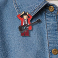 Hard Rock Schoolboy Enamel Pin – Red Guitar Music Hand Gesture Brooch – Retro Rock Band Style Lapel Badge – Music Lover Jewelry Gift