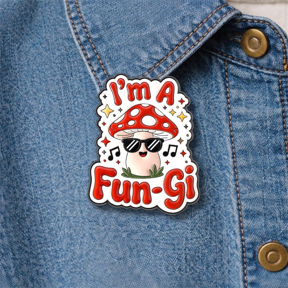 I Am a Fungi Pun Mushroom Enamel Pin Cute Quirky Fungi Brooch Backpack Lapel Badge Fun Gift