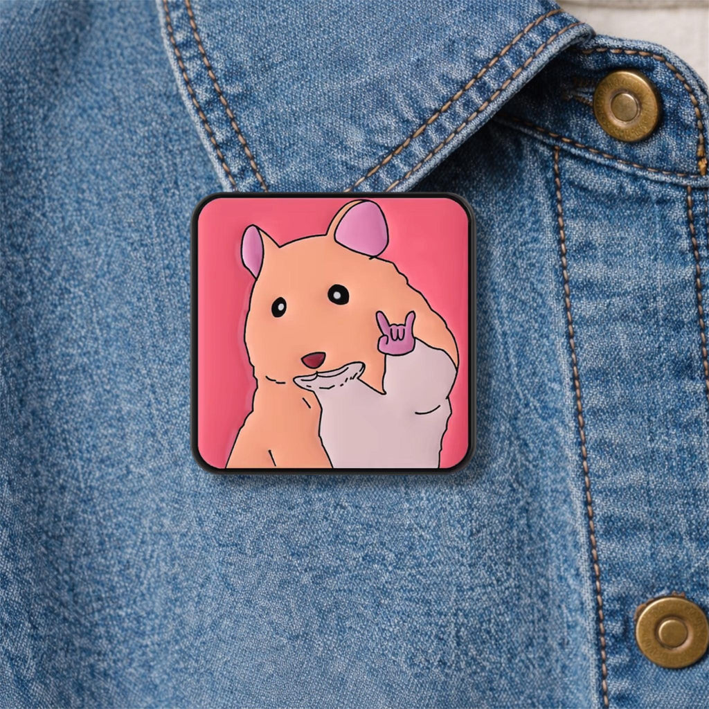 Selfie Peace Hamster Enamel Pin Funny Cartoon Mouse Animal Brooch Lapel Badge Jewelry Gift for Friends