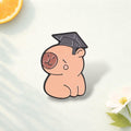 Graduation Capybara Enamel Pin Cute Animal Badge Capybara Wearing Graduation Cap Student Gift School Brooch Lapel Pin Jewelry