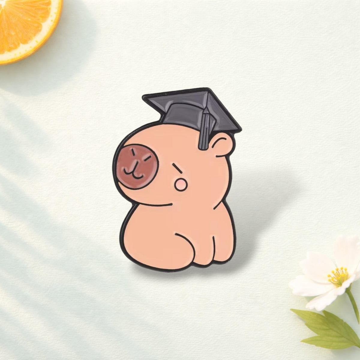 Graduation Capybara Enamel Pin Cute Animal Badge Capybara Wearing Graduation Cap Student Gift School Brooch Lapel Pin Jewelry