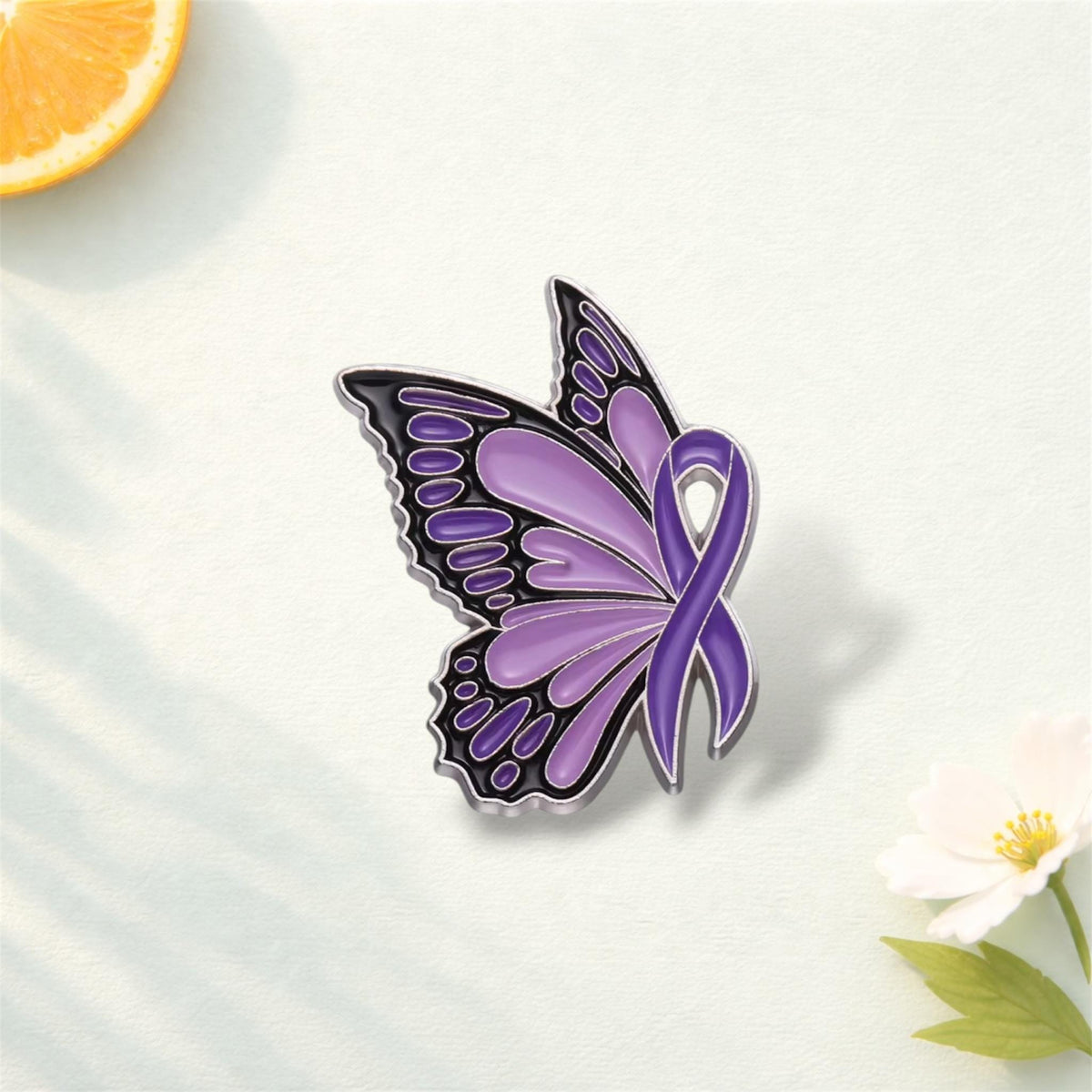 Ribbon Butterfly Enamel Pin Love Strength Faith Hope Brooch Awareness Pin Motivational Jewelry Gift Backpack Badge