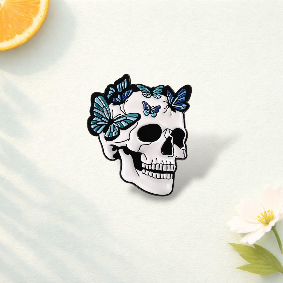 Butterfly Skeleton Enamel Pin Halloween Punk Skull Butterfly Brooch Metal Lapel Badge Jewelry Backpack Gift for Friends