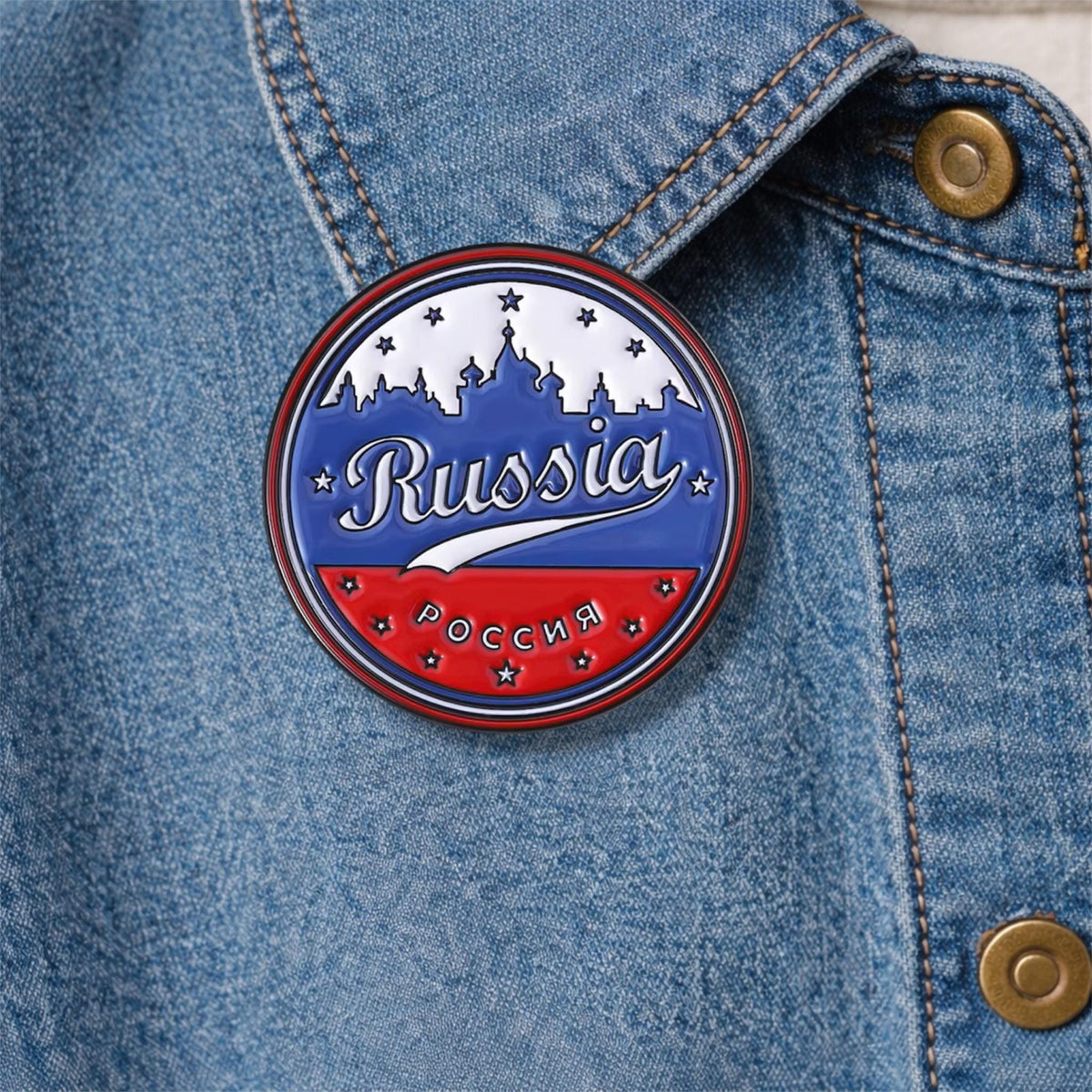 Russian Flag Enamel Pin Patriotic Theme White Blue Red Badge Lapel Brooch Jewelry Gift