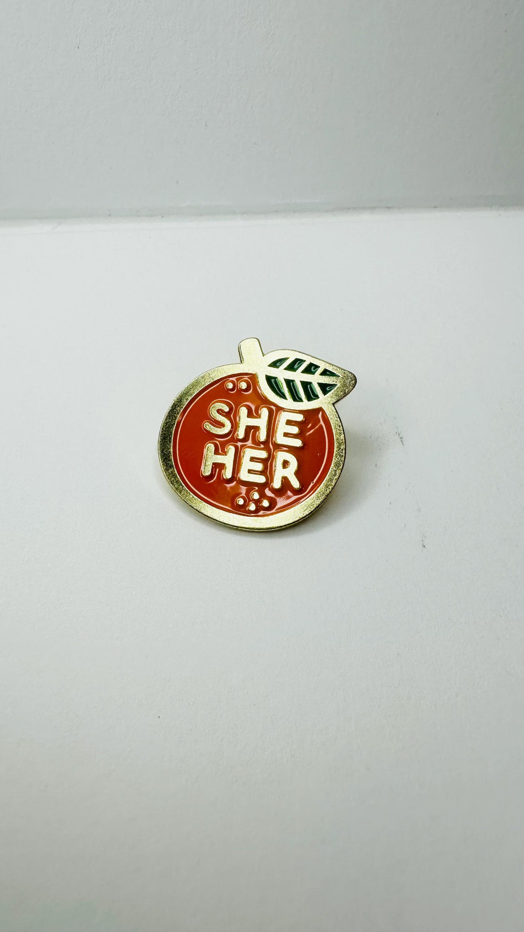 Pronoun Orange Enamel Pin They Them She Her Any Pronouns Badge LGBTQ Pride Brooch Gender Inclusive Lapel Pin Jewelry Gift