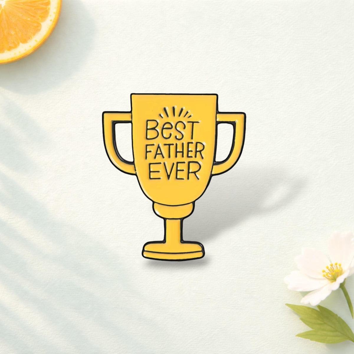 Best Father Ever Trophy Enamel Pin Dad Gift Inspirational Quote Brooch Father's Day Badge Family Celebration Lapel Pin Jewelry