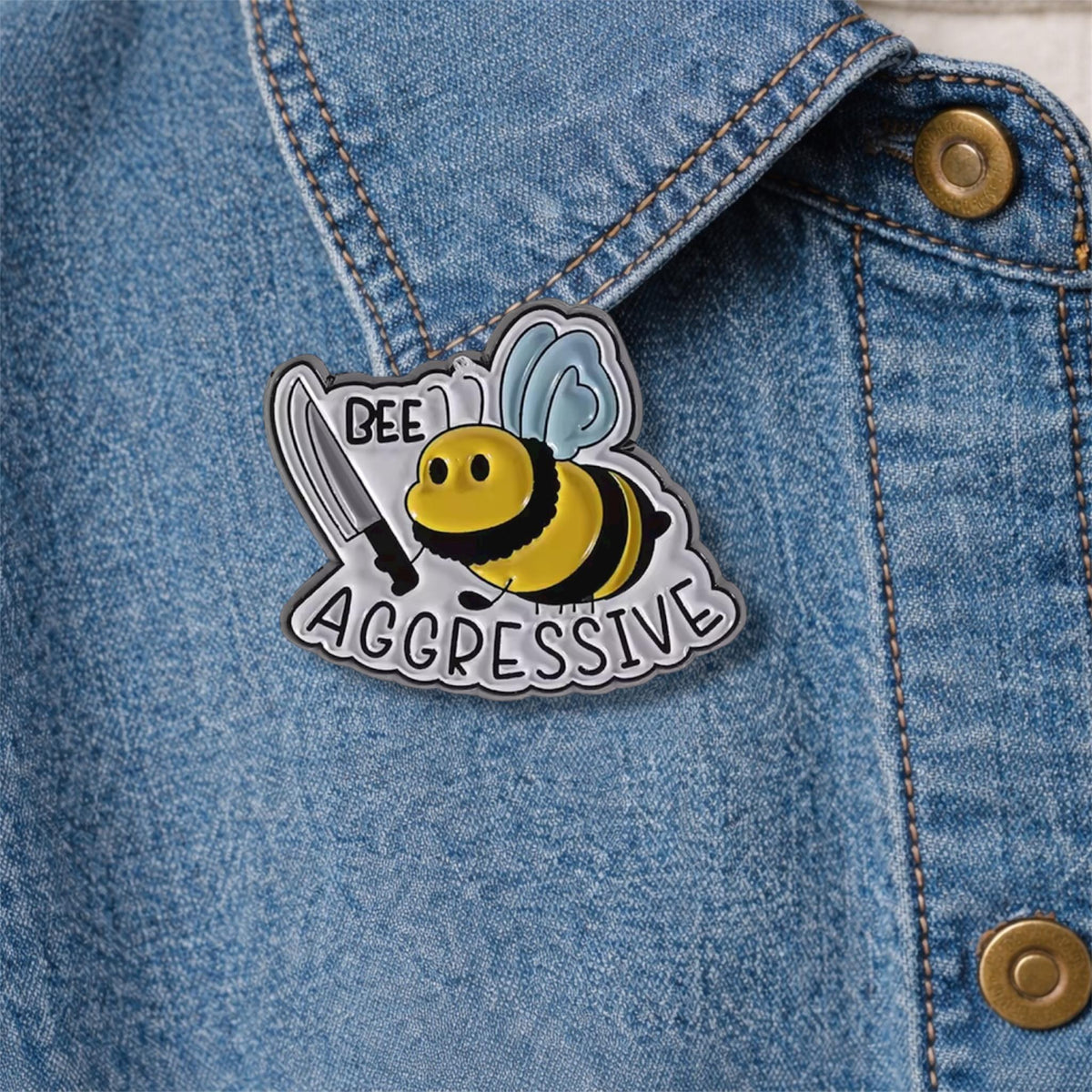 I Enjoy Danger Enamel Pin Cartoon Animal Holding Dagger Brooch Backpack Lapel Badge Jewelry Gift