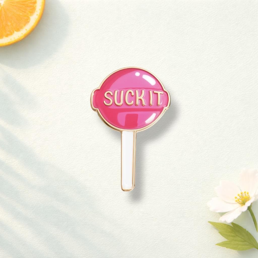 Funny Lollipop Suck It Enamel Pin Humorous Sass Lover Brooch Lapel Badge Cartoon Candy Jewelry Gift