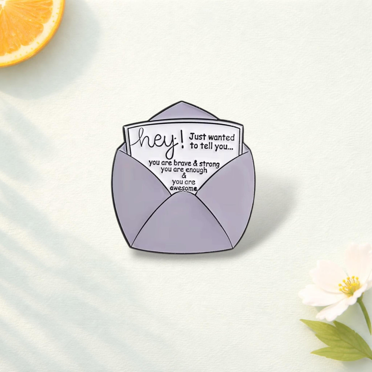 Love Yourself Enamel Pin Encouragement Quote Brooch Envelope Design Lapel Badge Jewelry Gift for Friends