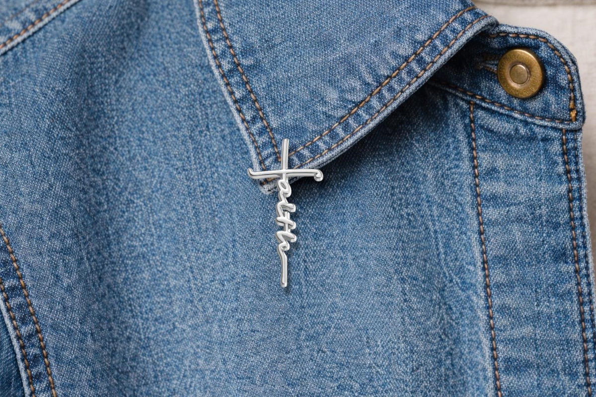 Christian Cross Enamel Pin – Jesus Religious Heart Symbol Brooch – Faith Inspirational Lapel Badge – Catholic & Christian Gift Jewelry