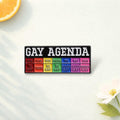 LGBTQ Colorful Pride Pin Funny Brooch "GAY AGENDA" Lesbian Bisexual Transgender Clothes