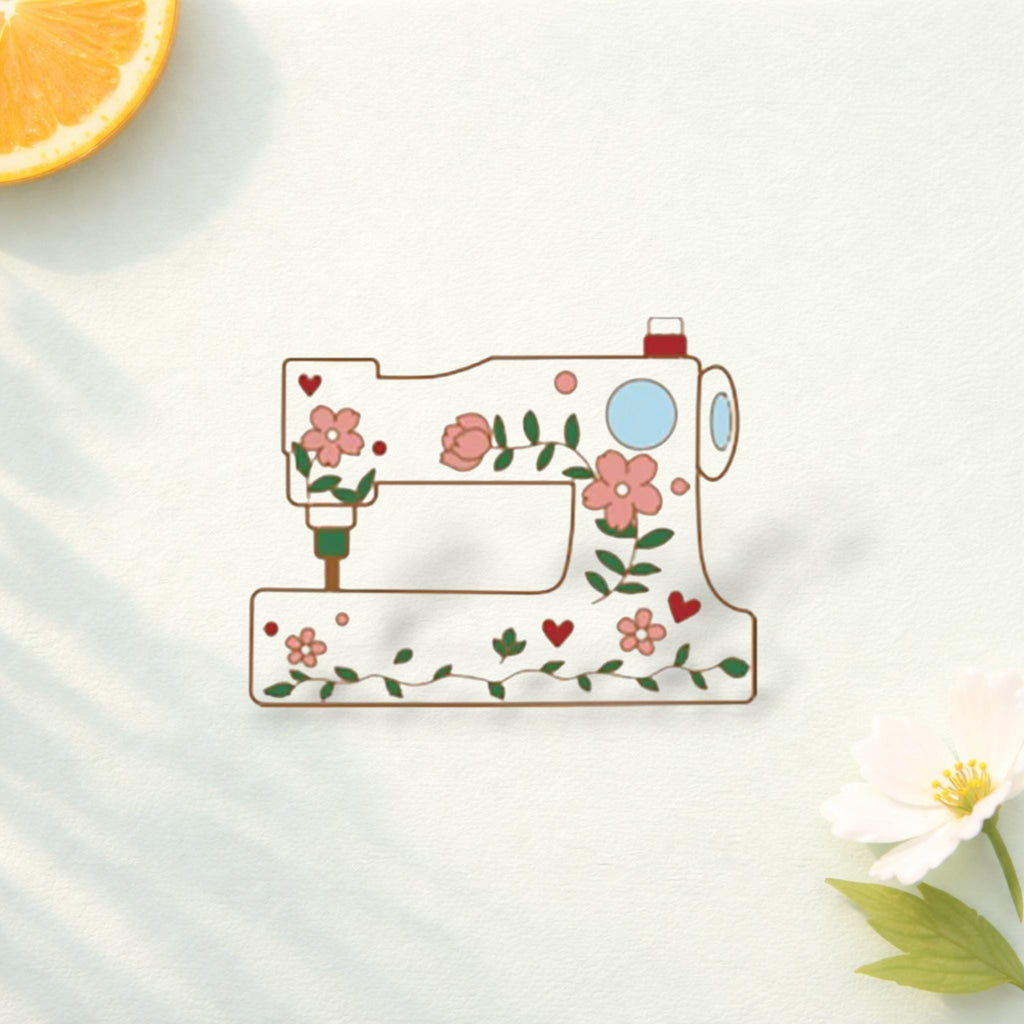 Floral Sewing Machine Enamel Pin Seamstress Gift Tailor Brooch Quilting Lover Badge Sewing Lover Lapel Pin Craft Jewelry