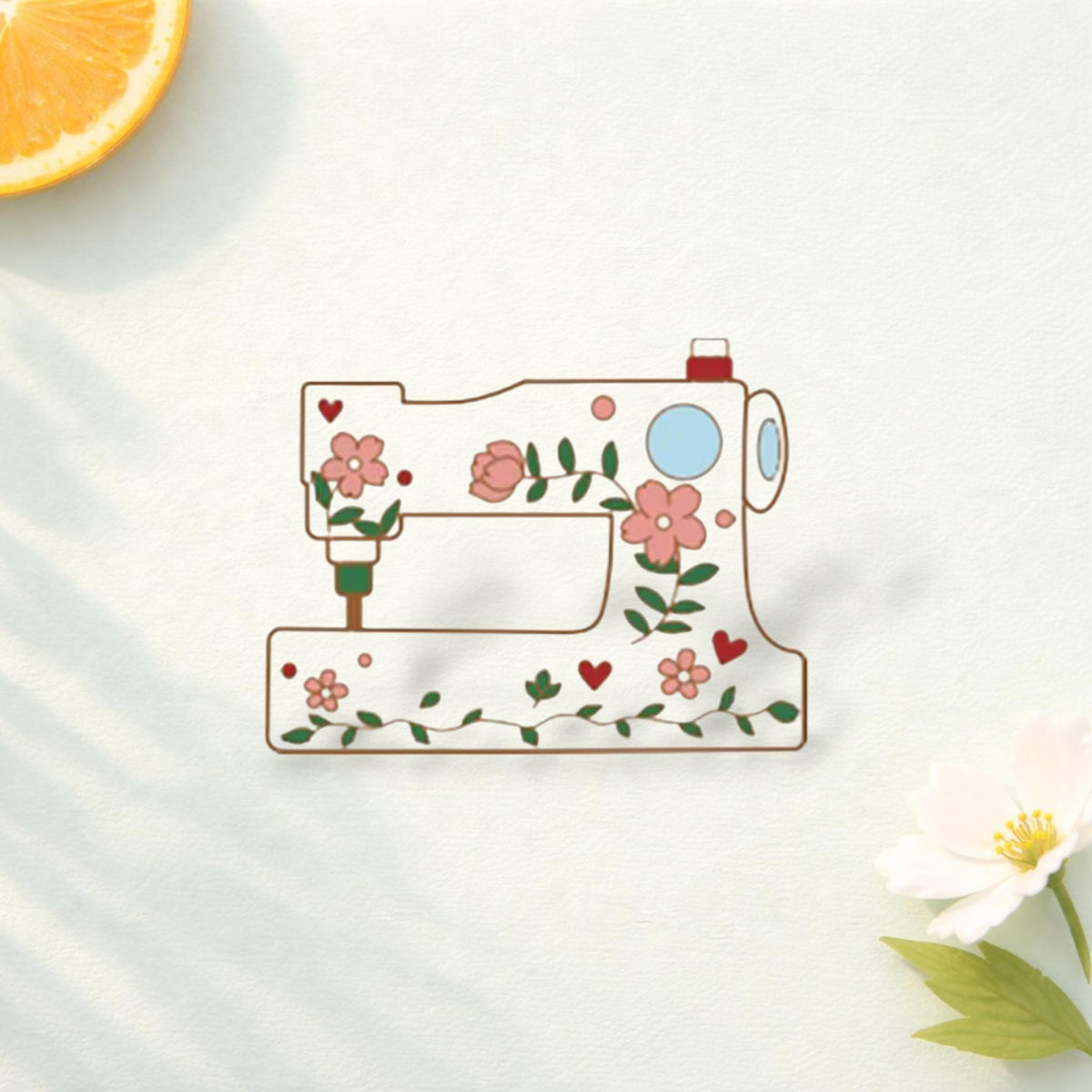 Floral Sewing Machine Enamel Pin Seamstress Gift Tailor Brooch Quilting Lover Badge Sewing Lover Lapel Pin Craft Jewelry