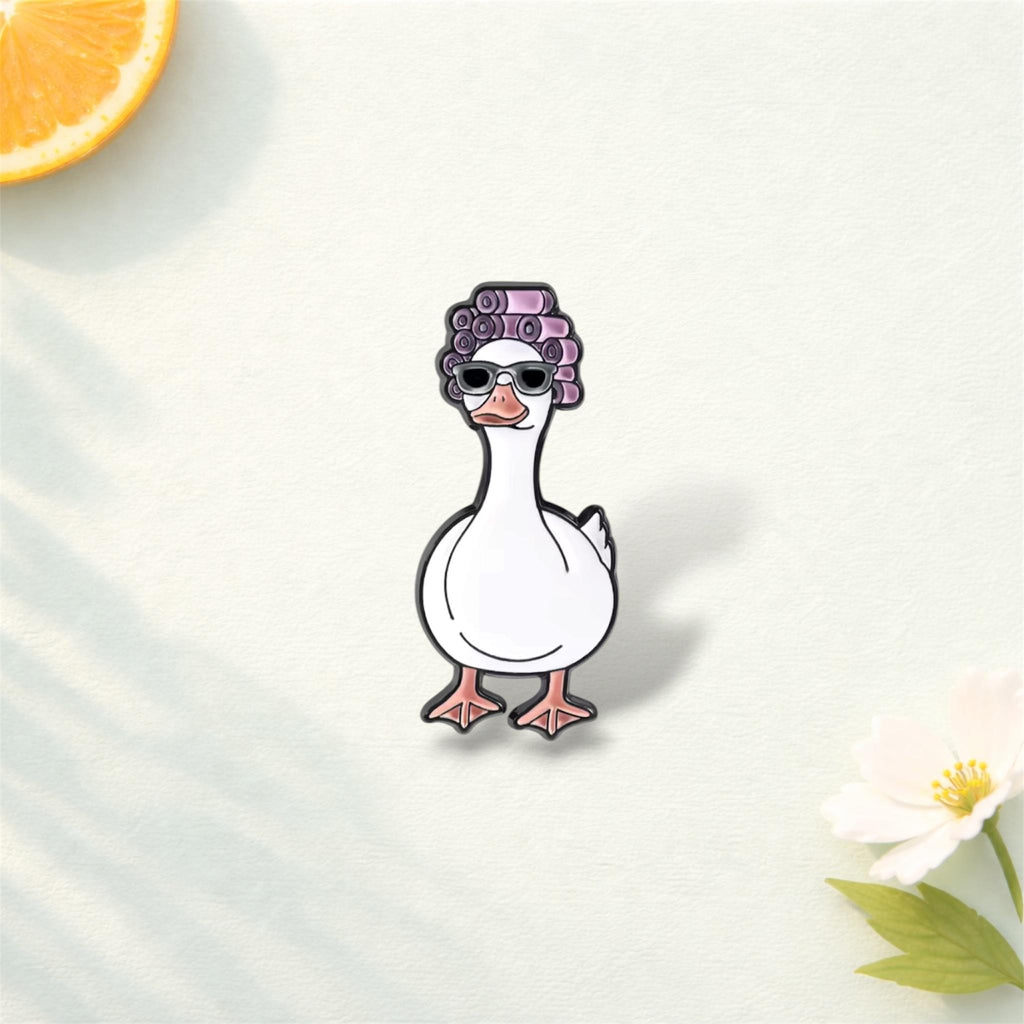 Cute Bathroom Animal Enamel Pins Goose in Sunglasses Duck in Towel Brooch Lapel Badge Jewelry