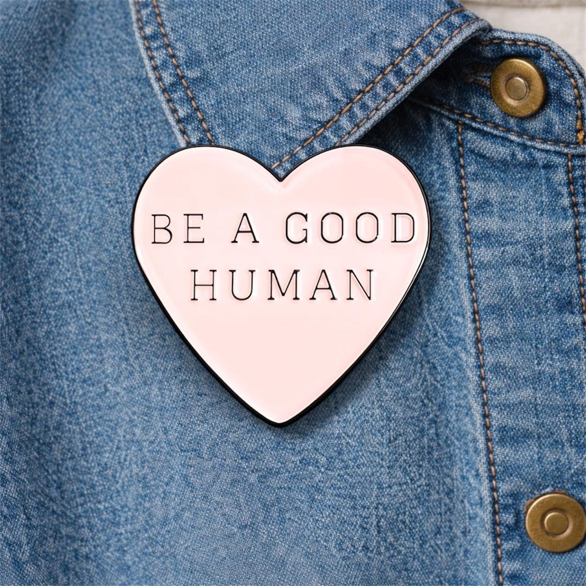 Be a Good Human Enamel Pin Pink Love Kindness Quote Brooch Inspirational Mental Health Gift Motivational Backpack Lapel Badge Jewelry