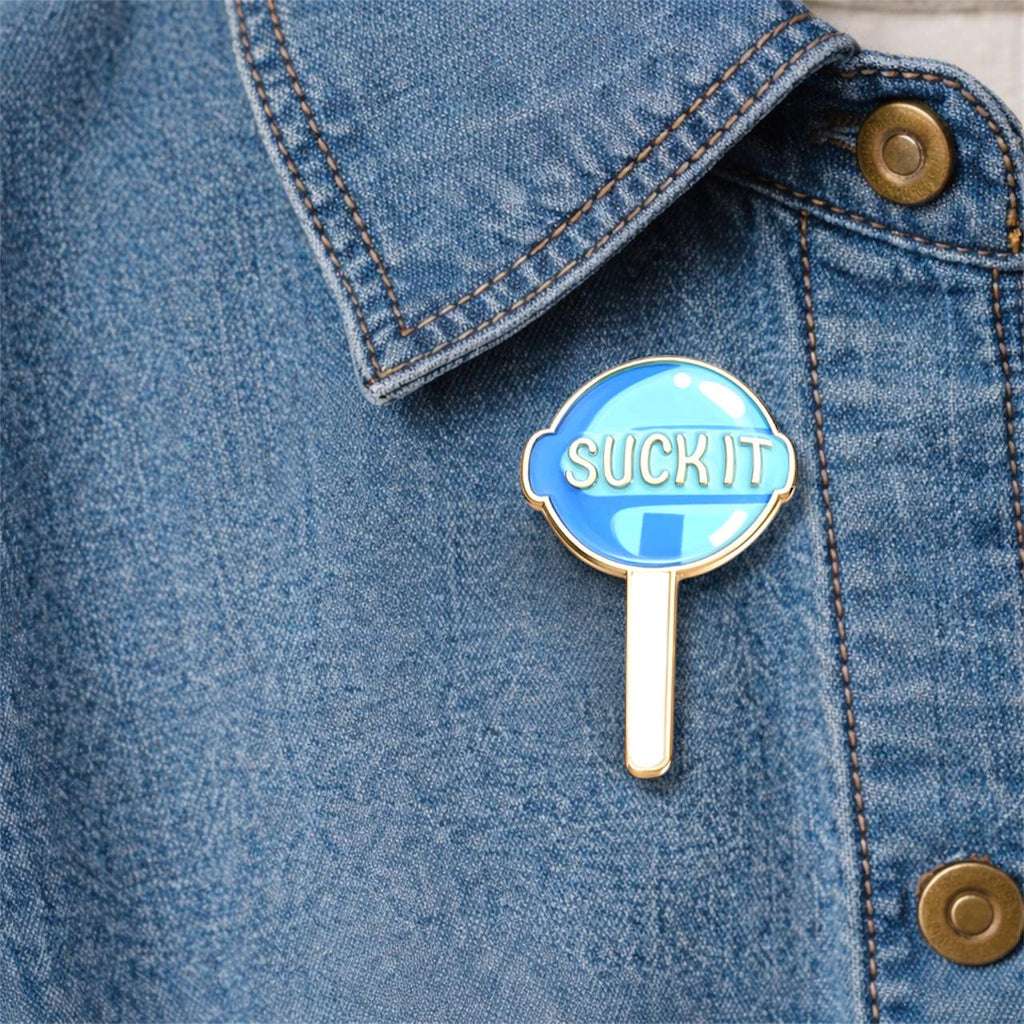 Funny Lollipop Suck It Enamel Pin Humorous Sass Lover Brooch Lapel Badge Cartoon Candy Jewelry Gift