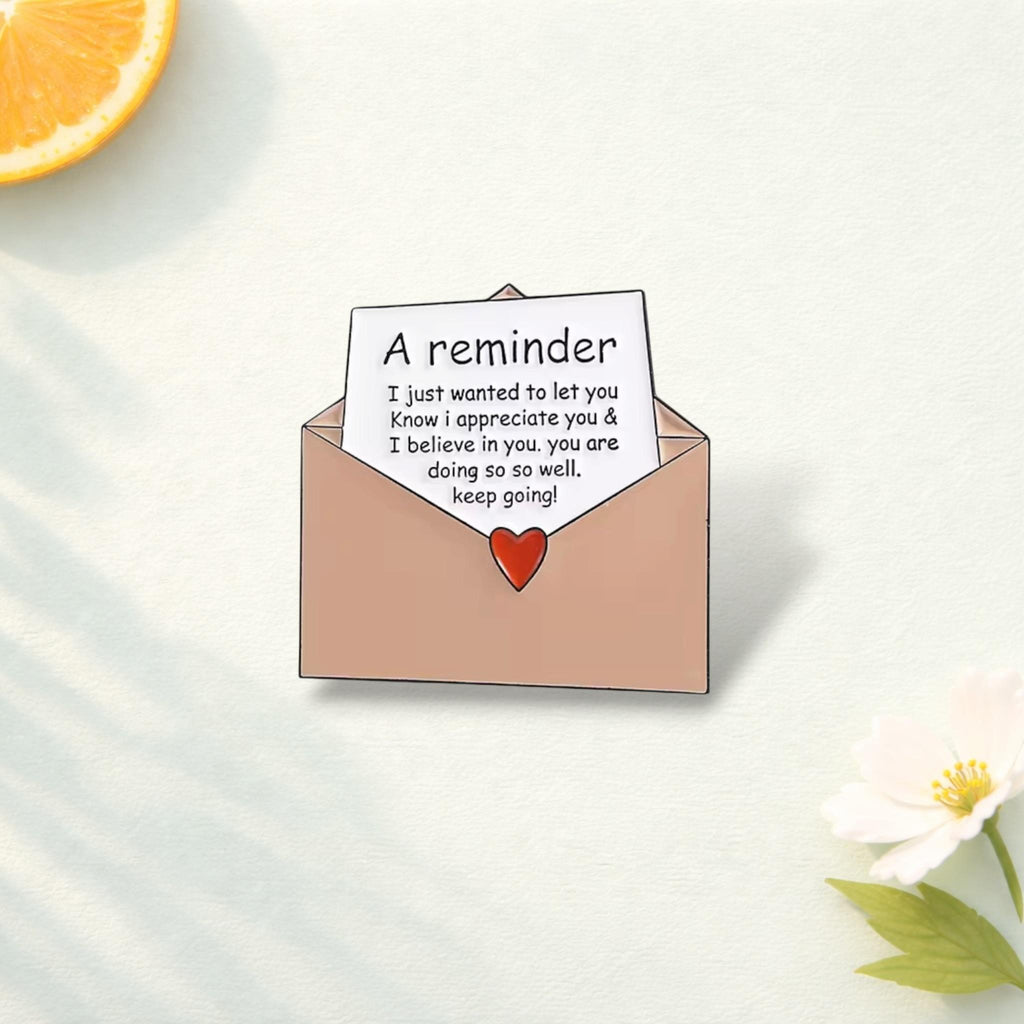 Love Yourself Enamel Pin Encouragement Quote Brooch Envelope Design Lapel Badge Jewelry Gift for Friends