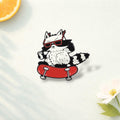 Raccoon Skateboard Enamel Pin Funny Animal Sports Badge Boxing Raccoon Brooch Skate Lover Gift Lapel Pin Jewelry Backpack