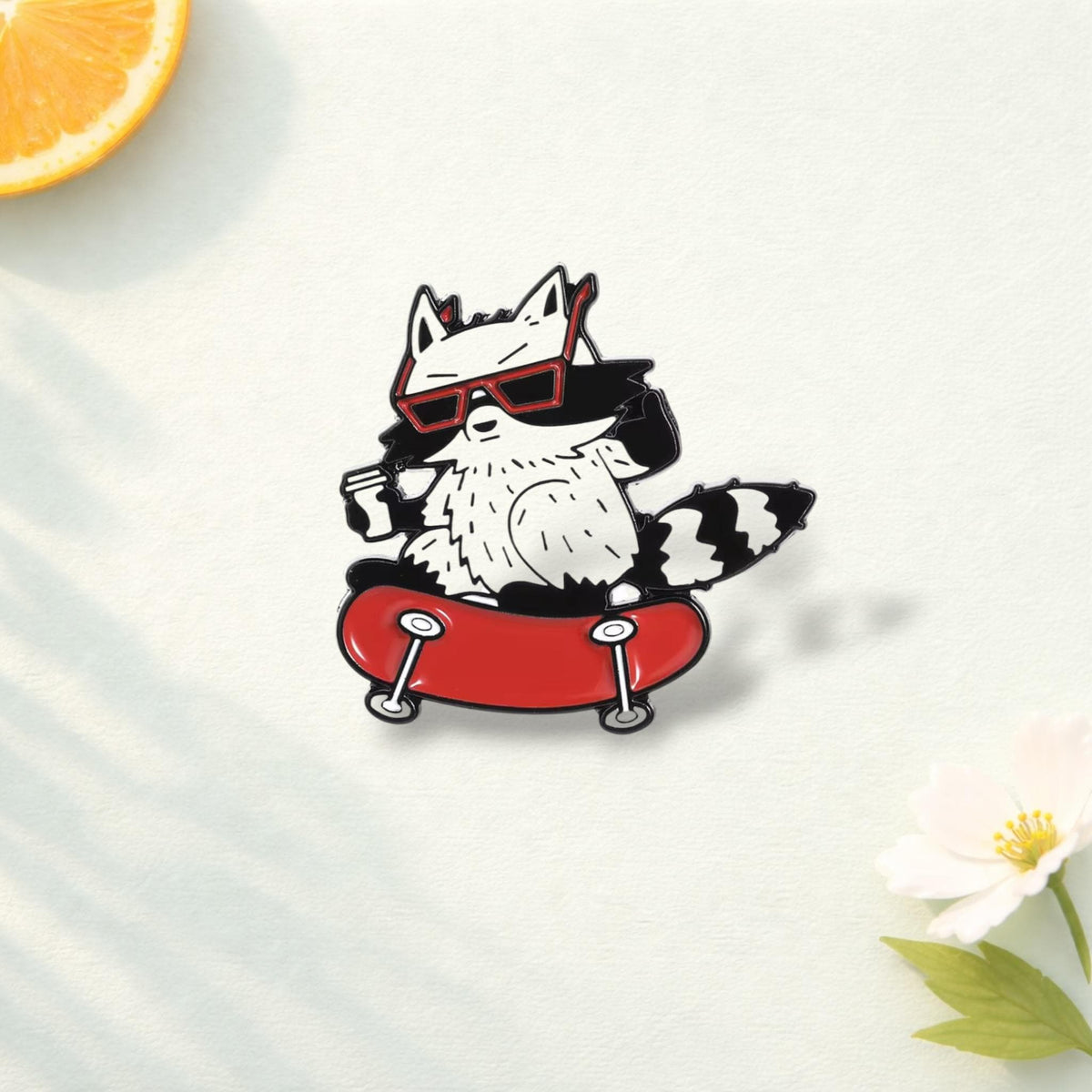 Raccoon Skateboard Enamel Pin Funny Animal Sports Badge Boxing Raccoon Brooch Skate Lover Gift Lapel Pin Jewelry Backpack